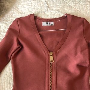 Bodicon low V neck coral gorgeous elegant dress